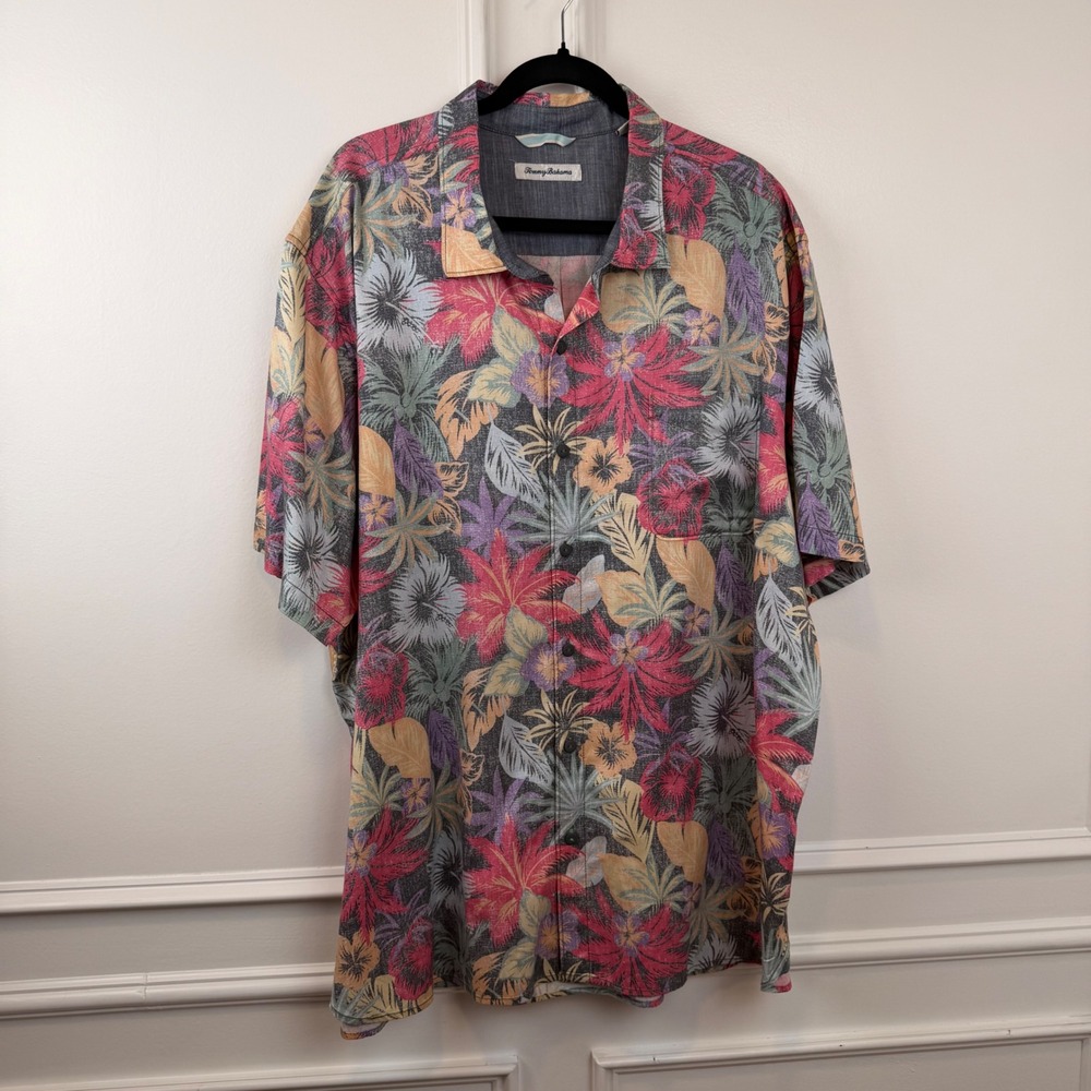 Tommy Bahama Mens XXXL Tropical Floral Tencel Cotton Short Sleeve Camp Shirt